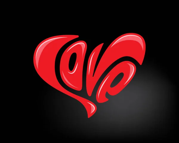Red lettering Love glare text logo design element — Stock Vector
