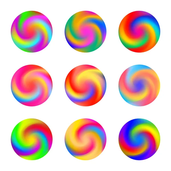 Twisted swirl rainbow color ball three dimensional set design el — Stock Vector