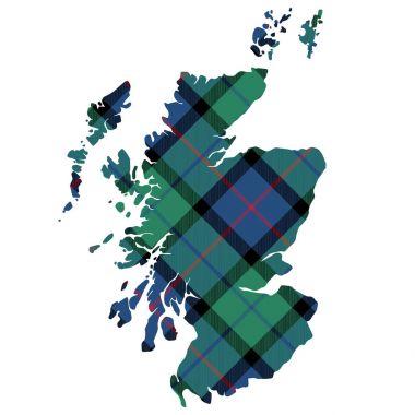 İskoçya Haritası doku tartan ekose düz tasarım