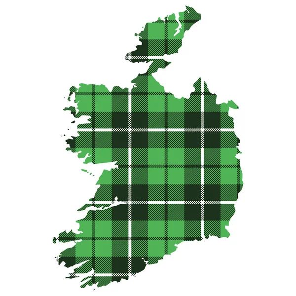 타탄 녹색 격자 무늬의 아일랜드 텍스처의 지도 — 스톡 벡터