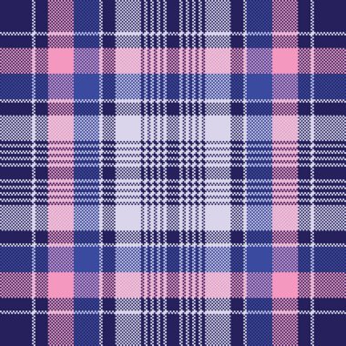 Mavi pembe onay ekose piksel seamless modeli