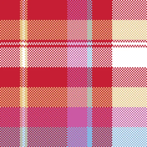 Red pixel plaid seamless fabric texture — Stock Vector