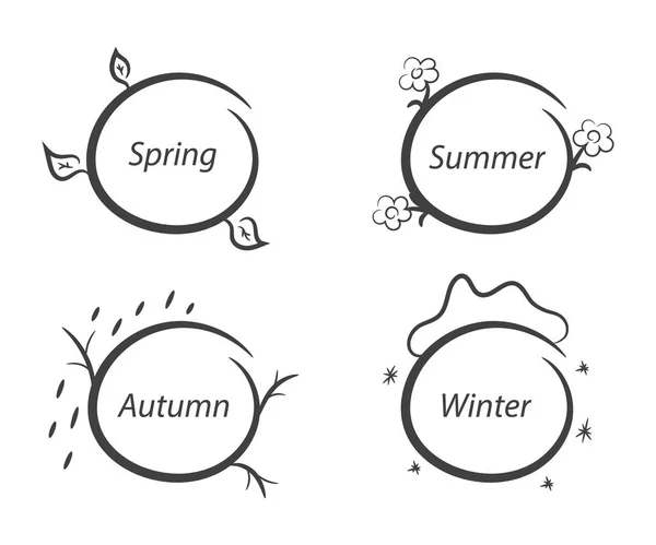 Messaggio cornici natura stagioni primavera estate autunno inverno — Vettoriale Stock