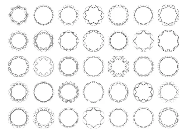 Gedraaide ronde kalligrafische frames instellen abstracte ontwerpelementen — Stockvector