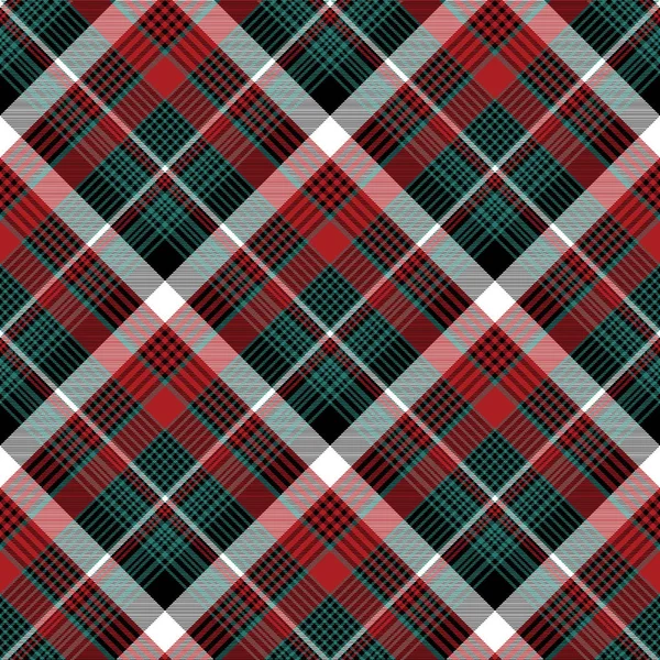 Red green check plaid seamless background — Stock Vector