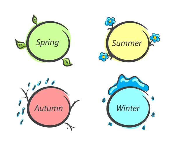 留言框自然四季春夏秋冬彩 — 图库矢量图片