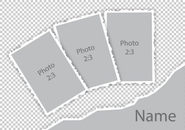 Yırtık kenarlar sınırları kağıt stili fotoğraf çerçeve şablonu