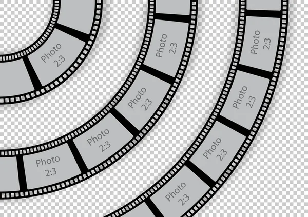 Película redonda tira vintage remolino diseño elemento plantilla para foto — Vector de stock