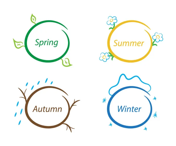 趣味笔记框架自然四季集设计元素 矢量插图 — 图库矢量图片