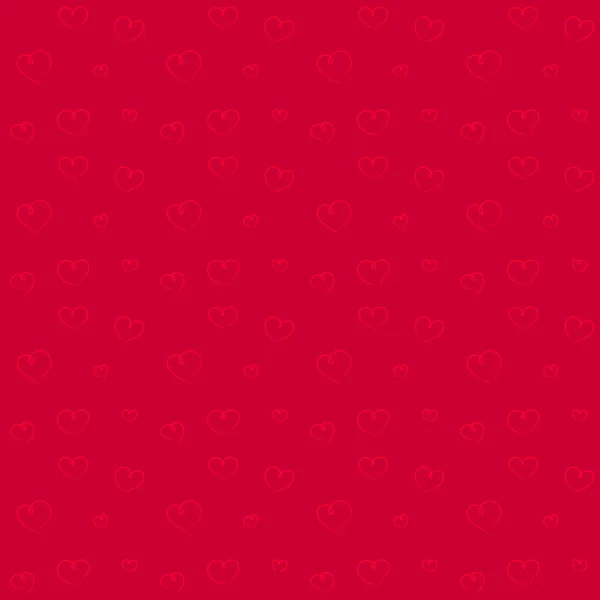 Corazones Dibujados Mano Fondo Rojo Patrón Sin Costuras Ilustración Vectorial — Archivo Imágenes Vectoriales