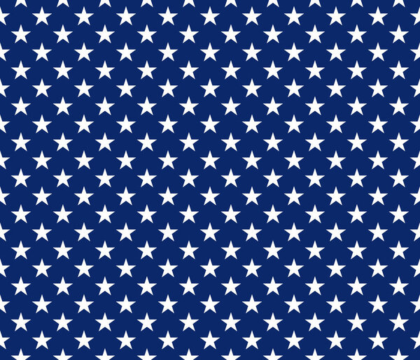 USA style seamless pattern white stars on blue background
