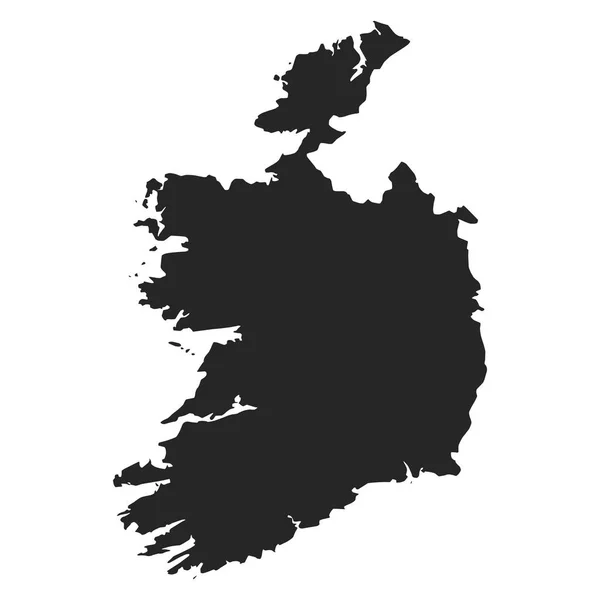 Irlanda mappa semplice silhouette bianco nero — Vettoriale Stock