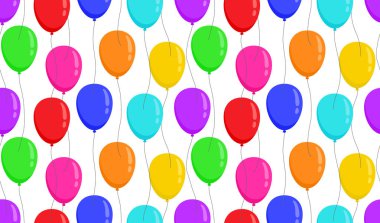 Beyaz arka plan üzerinde seamless modeli farklı renk balonlar