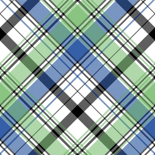 Vert bleu carreaux pixel plaid motif sans couture — Image vectorielle