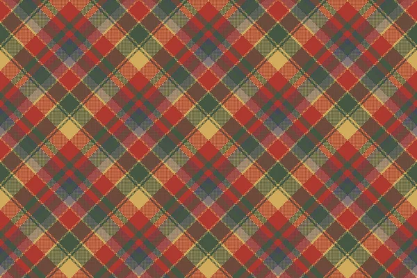 Rosso verde check plaid texture tessuto modello senza cuciture — Vettoriale Stock