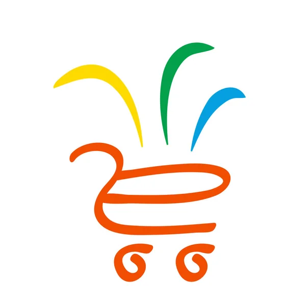 Logotipo del supermercado tienda diferentes productos en cesta — Archivo Imágenes Vectoriales