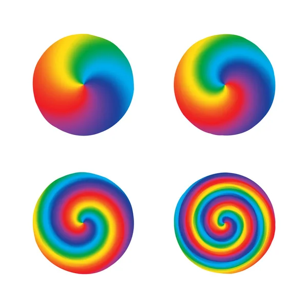Color swirl twist radial rainbow round design element — Stock Vector