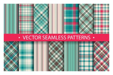 Tartan desensiz ekose taşıyıcı ayarladı. Geometrik arkaplan f