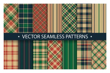 Tartan desensiz ekose taşıyıcı ayarladı. Geometrik arkaplan f
