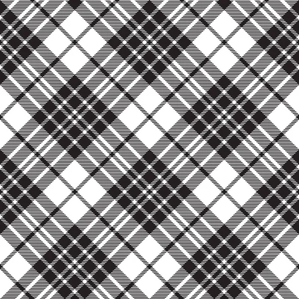 Blackberry Clan Tartan diagonal schwarz weiß nahtloses Muster — Stockvektor