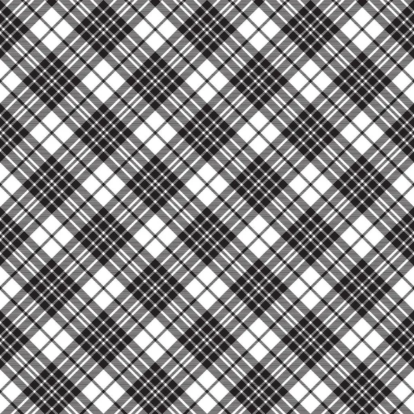 Blackberry clan tartán diagonal negro blanco patrón sin costuras — Vector de stock