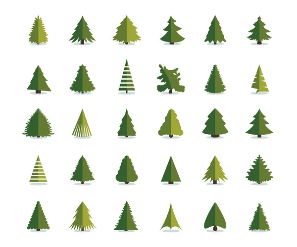 Ilustrasi vektor ikon pohon Firaun. Pohon Natal ditetapkan. Pine fla - Stok Vektor