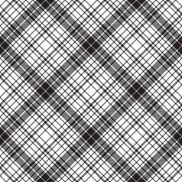 Controleer diagonale textuur Plaid zwart wit naadloze patroon — Stockvector