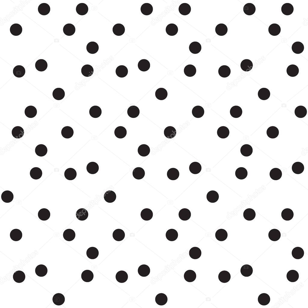 Black white scatter dots polka seamless pattern