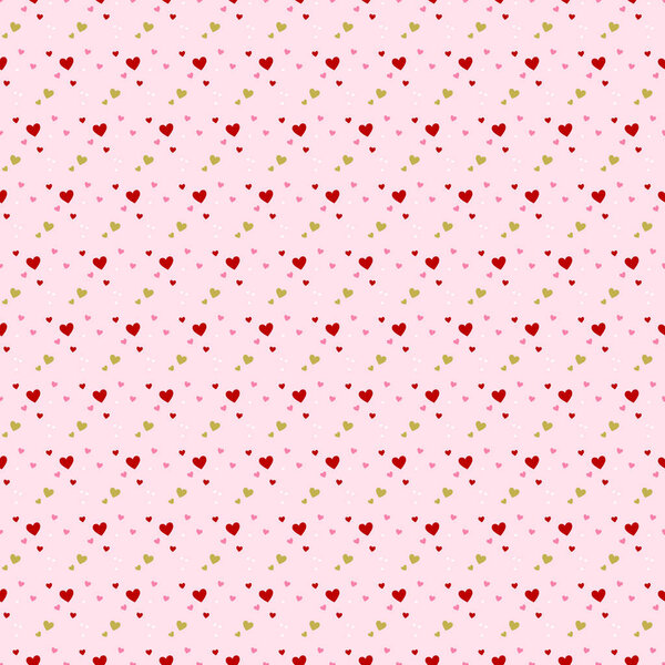 Бесшовный рисунок сердец. Розовый векторный фон с сердцем. Любовь
