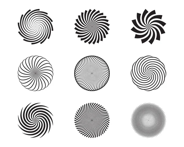 Movimiento espiral y remolino círculos de torsión elemento de diseño conjunto. Vec — Archivo Imágenes Vectoriales