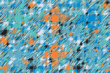 Modern arıza geçmişi. Renkli geometrik soyut model vektörü. Hasar çizgileri duvar kağıdını etkiler. Grunge desenli ekose..