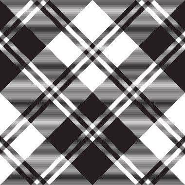 Geleneksel kontrol kumaş dokusu, siyah beyaz, pürüzsüz desen. Vektör illüstrasyonu.