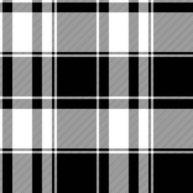 Tartan siyah, beyaz, pürüzsüz desen. Vektör illüstrasyonu.
