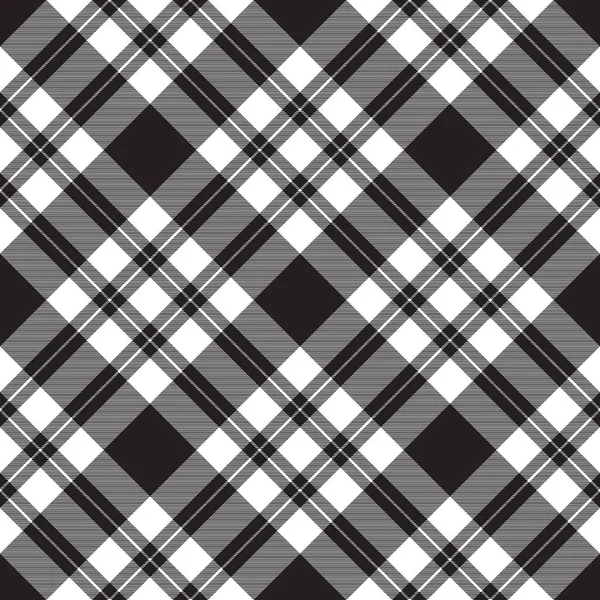 Diagonal Kariertes Gewebe Textur Nahtlos Schwarz Weißes Muster Vektorillustration — Stockvektor