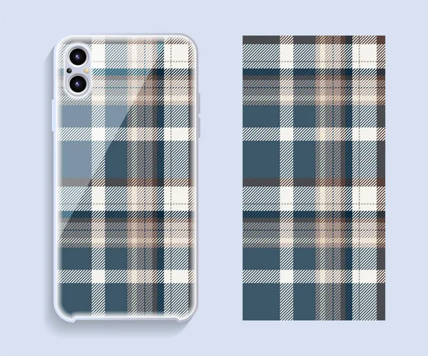 Smartphone Cover Design Vector Mockup Template Geometric Pattern Mobile Phone — Stock Vector