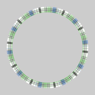 Yuvarlak kare vektör vintage model tasarım şablonu. Çember kenar ekose kumaş dokusu dizayn eder. Kolaj sanatı, gif kartı ve el işi için İskoç tartan arka planı.