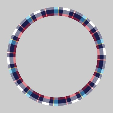 Yuvarlak kare vektör vintage model tasarım şablonu. Çember kenar ekose kumaş dokusu dizayn eder. Kolaj sanatı, gif kartı ve el işi için İskoç tartan arka planı.
