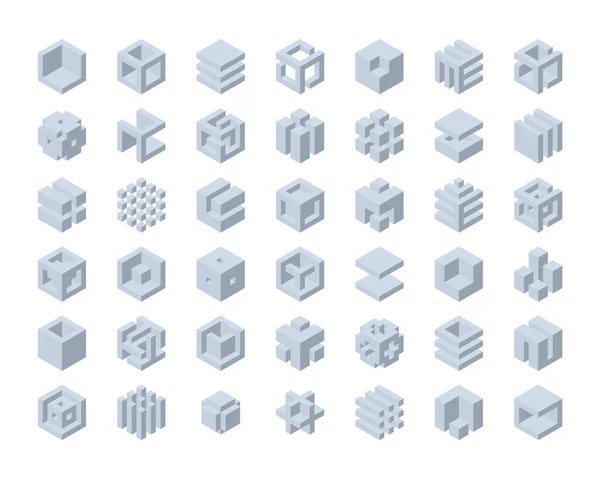 Cube logo vector design.  Cubes 3d set template graphic elements.