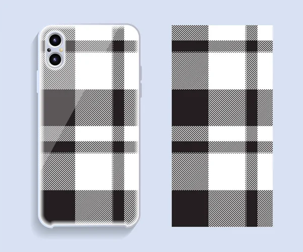Smartphone Cover Design Vector Mockup Template Geometric Pattern Mobile Phone — Stock Vector