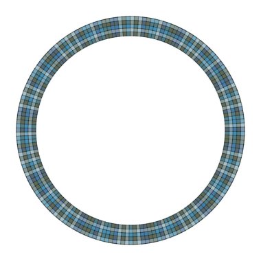 Yuvarlak kare vektör vintage model tasarım şablonu. Çember kenar ekose kumaş dokusu dizayn eder. Kolaj sanatı, gif kartı ve el işi için İskoç tartan arka planı.