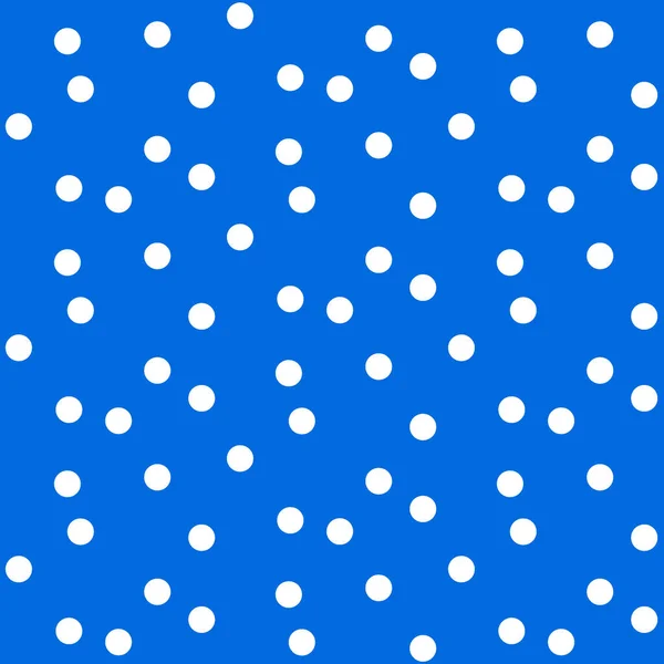 Blauwe Heldere Achtergrond Witte Stippen Polka Vector Naadloos Patroon — Stockvector