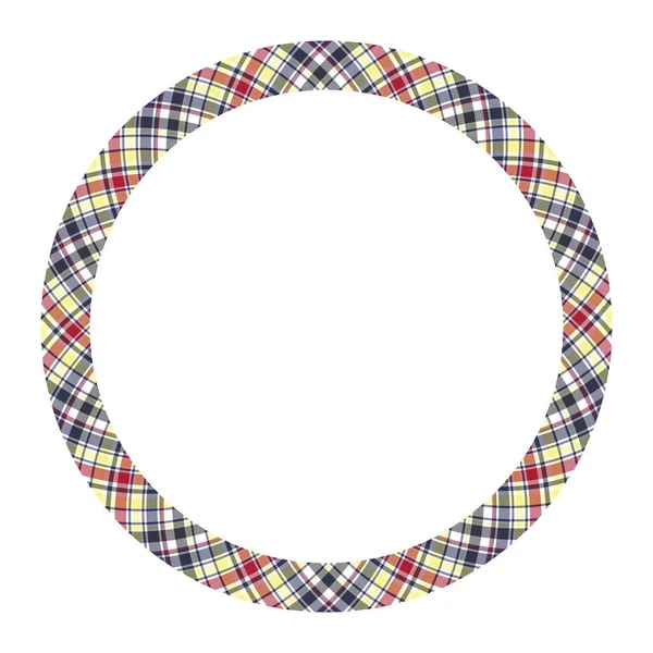 円の境界線とフレームベクトル ラウンドボーダーパターン幾何学ヴィンテージフレームデザイン スコットランドのタータンは生地の質感を果たした ギフトカード コラージュ スクラップブックや写真アルバムや肖像画のためのテンプレート — ストックベクタ