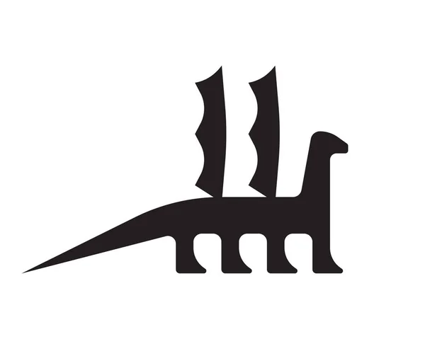 Πρότυπο Διάνυσμα Λογότυπου Δράκου Ασπρόμαυρη Σιλουέτα Δεινοσαύρου — Διανυσματικό Αρχείο