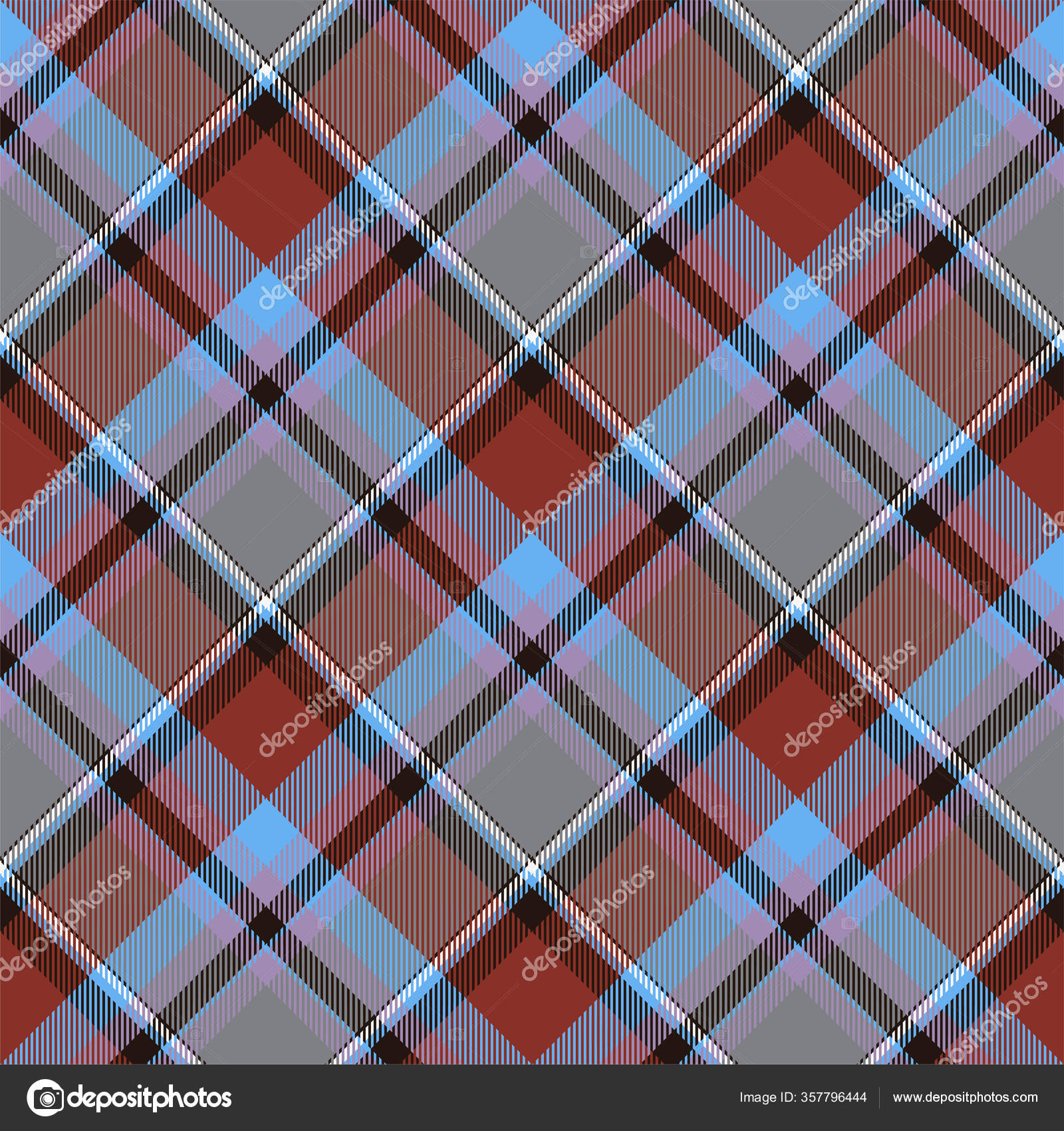 Blue Plaid Fabric, Checkered Tartan Plaid Pattern Design Fabric by
