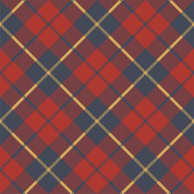 Kırmızı mavi tartan kumaş dokusu kusursuz desen. Vektör illüstrasyonu.