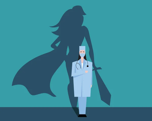 Super Femme Médecin Infirmière Hôpitaux Super Héros Battant Pour Vie — Image vectorielle