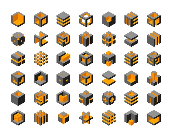 Conception Vectorielle Logo Cube Cubes Set Template Éléments Graphiques — Image vectorielle