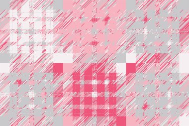 Modern arıza geçmişi. Renkli geometrik soyut model vektörü. Hasar çizgileri duvar kağıdını etkiler. Grunge desenli ekose..