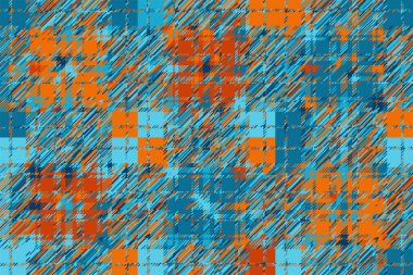 Modern arıza geçmişi. Renkli geometrik soyut model vektörü. Hasar çizgileri duvar kağıdını etkiler. Grunge desenli ekose..