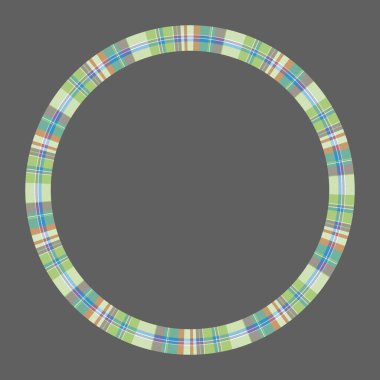 Yuvarlak kare vektör vintage model tasarım şablonu. Çember kenar ekose kumaş dokusu dizayn eder. Kolaj sanatı, gif kartı ve el işi için İskoç tartan arka planı.